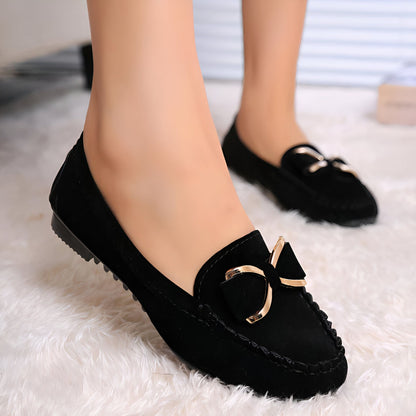 Auréa Mocassins Femme Noirs Élégants à Nœud Papillon