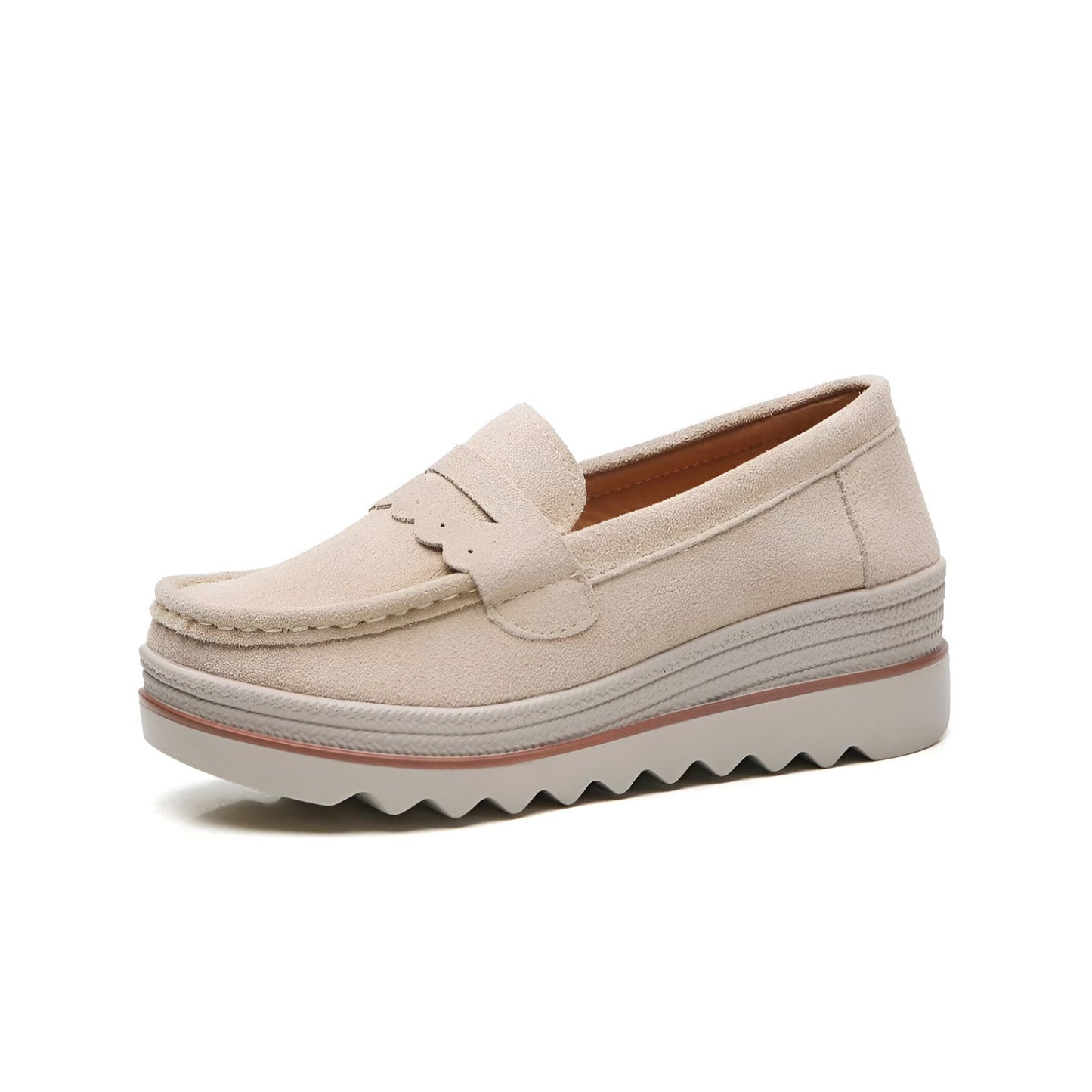 Beluxe Mocassins Daim Noir Compensés Confortables Femme