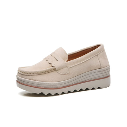 Beluxe Mocassins Daim Noir Compensés Confortables Femme