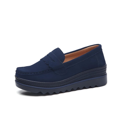 Beluxe Mocassins Daim Noir Compensés Confortables Femme