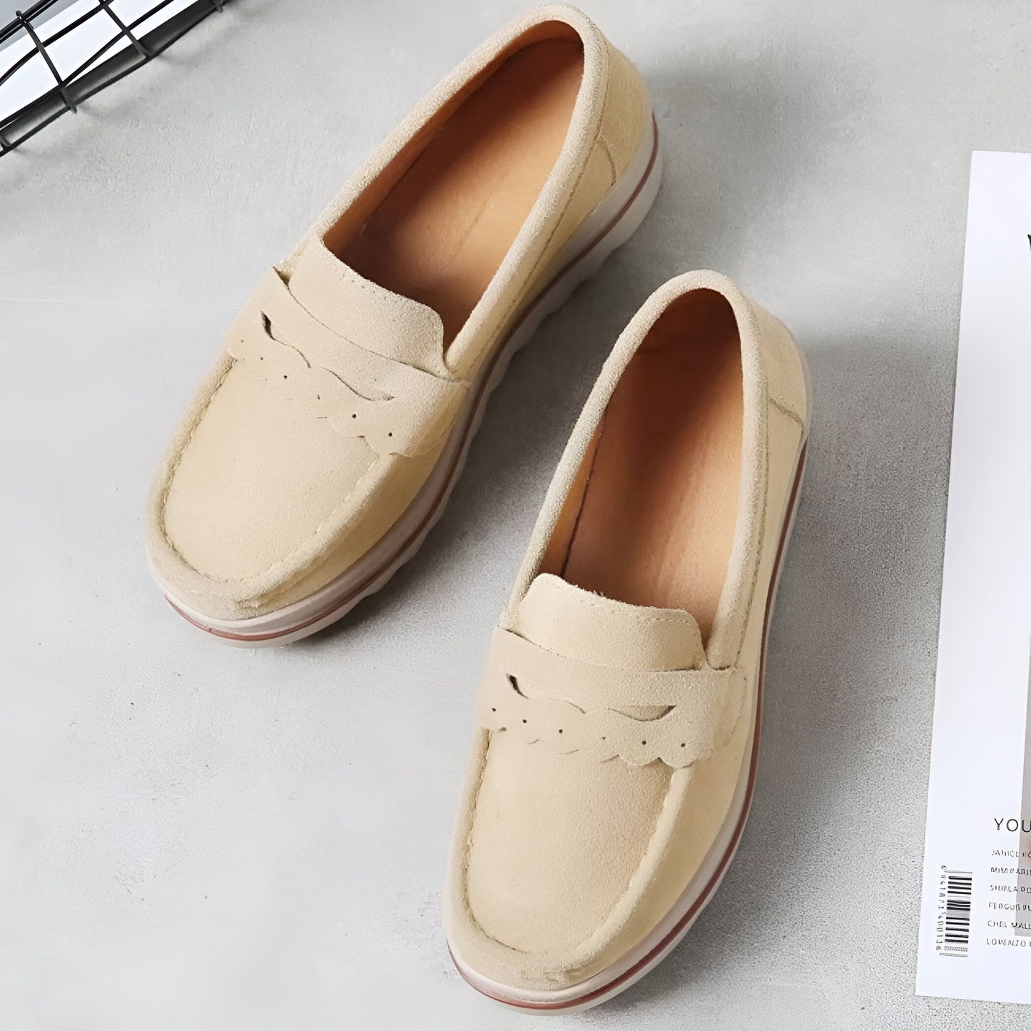 Beluxe Mocassins Daim Noir Compensés Confortables Femme