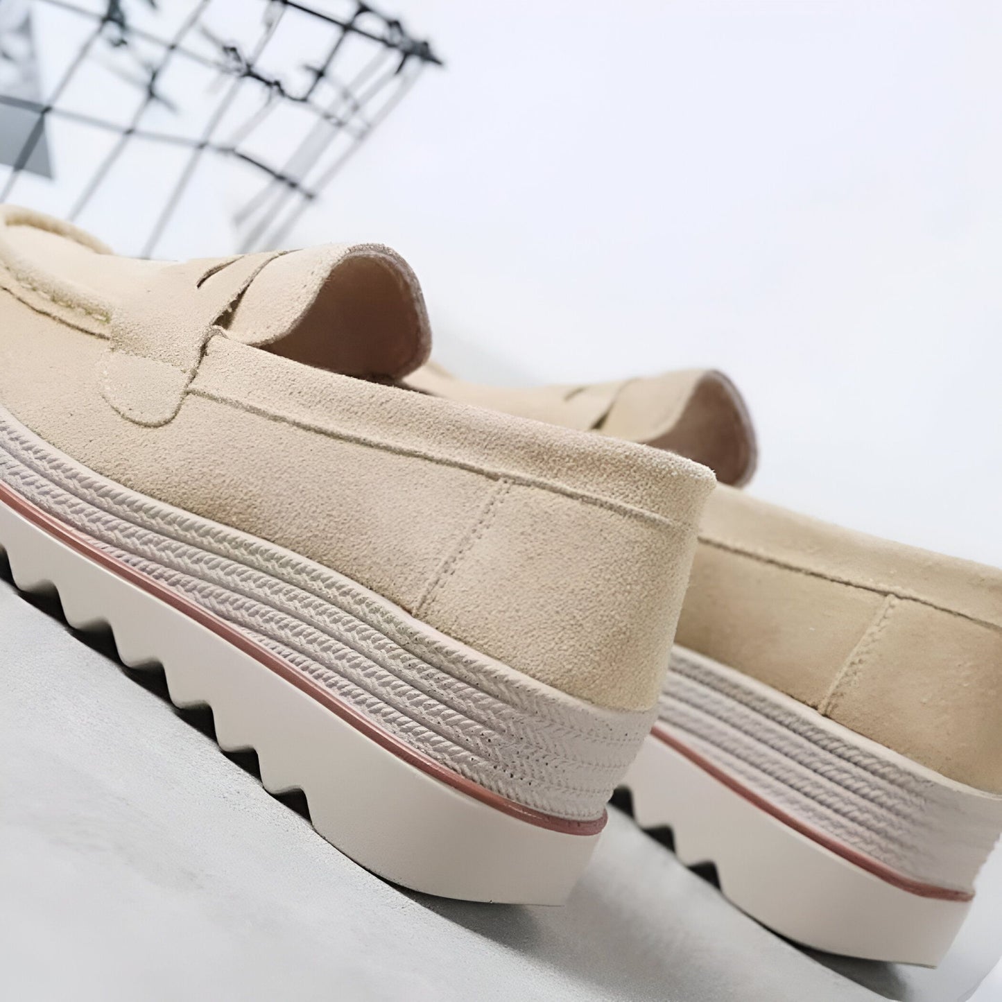 Beluxe Mocassins Daim Noir Compensés Confortables Femme