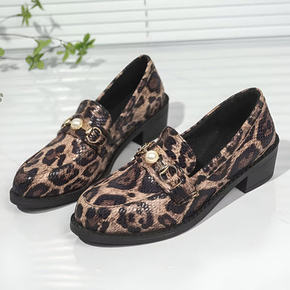 Aurora Mocassins Femme Motif Léopard Perle Élégant