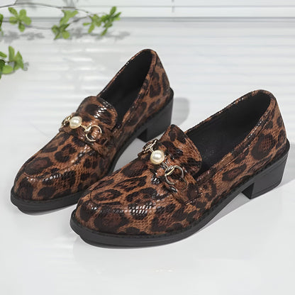 Aurora Mocassins Femme Motif Léopard Perle Élégant