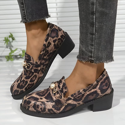 Aurora Mocassins Femme Motif Léopard Perle Élégant