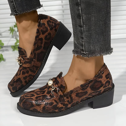 Aurora Mocassins Femme Motif Léopard Perle Élégant