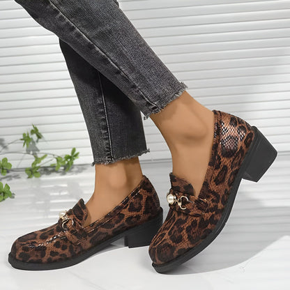 Aurora Mocassins Femme Motif Léopard Perle Élégant
