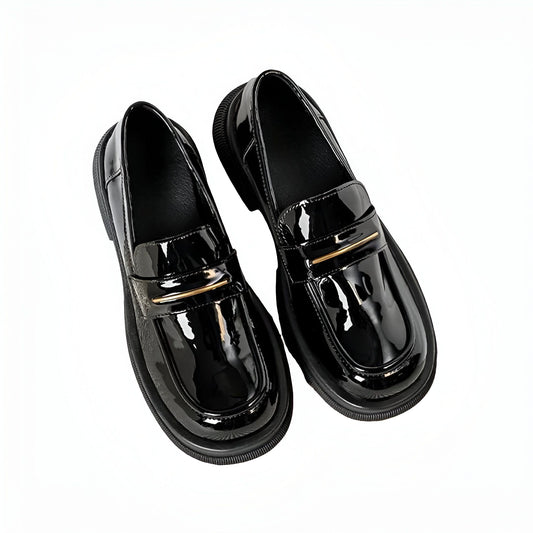 Vivo Mocassins Femme Noirs Vernis Synthétique Élégants