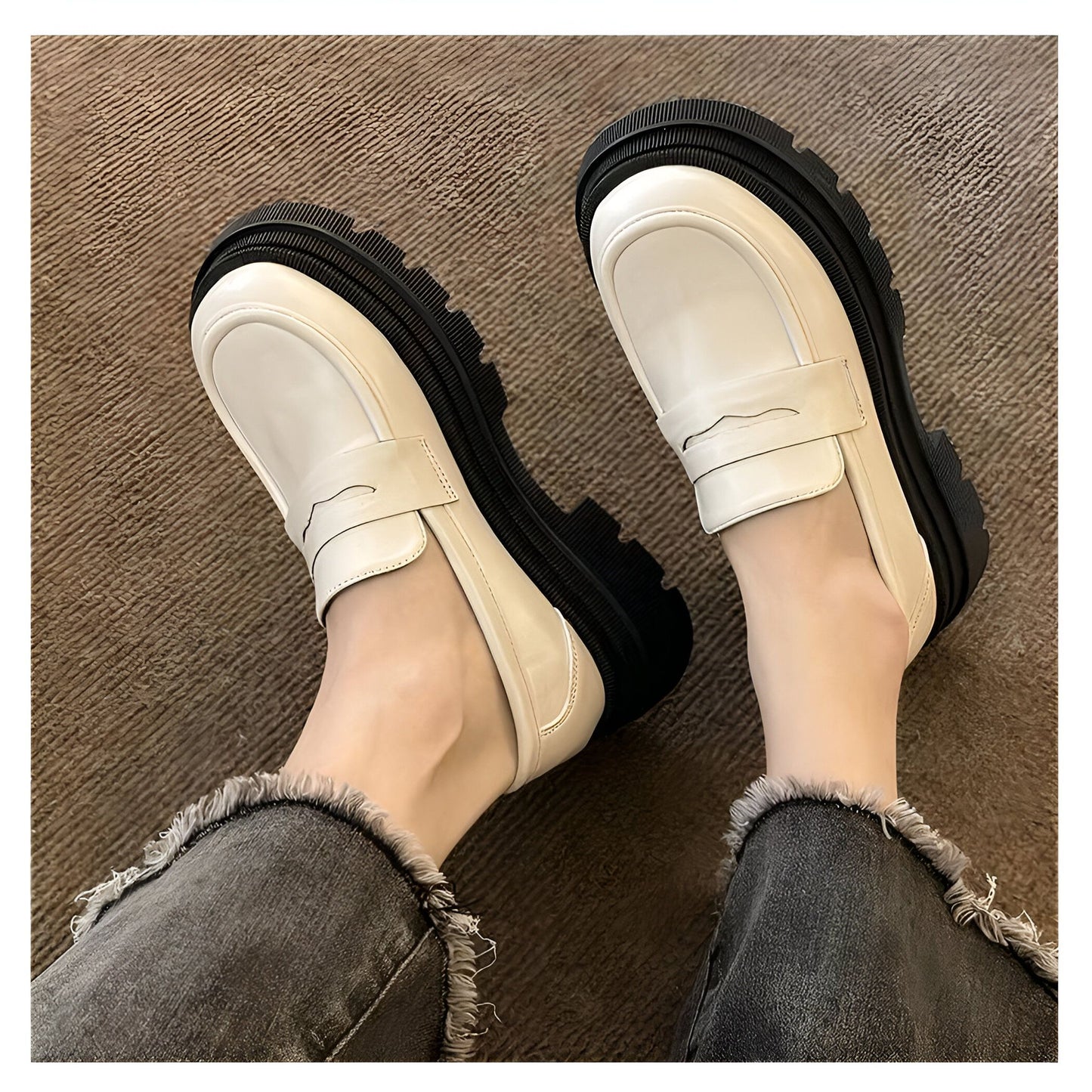 ChicLine Mocassins Femme Plateforme Style Britannique