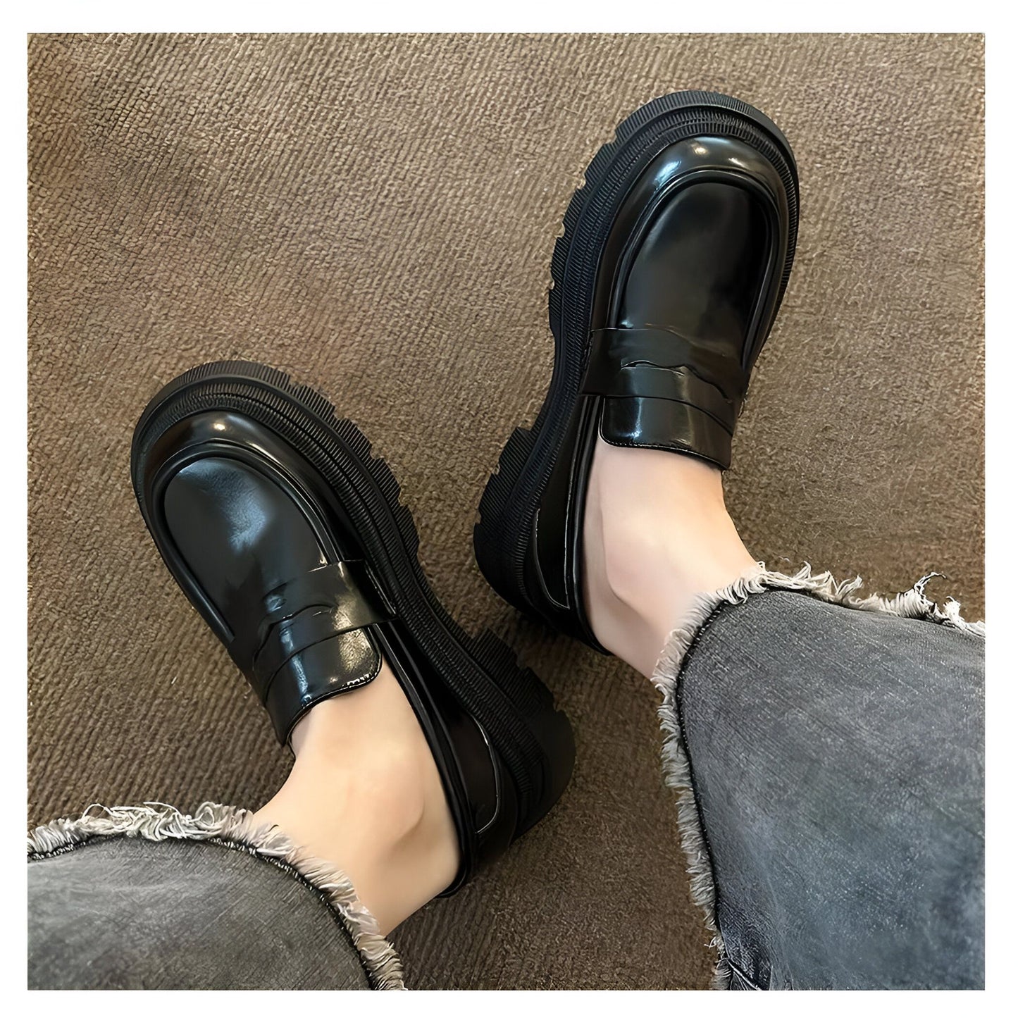 ChicLine Mocassins Femme Plateforme Style Britannique