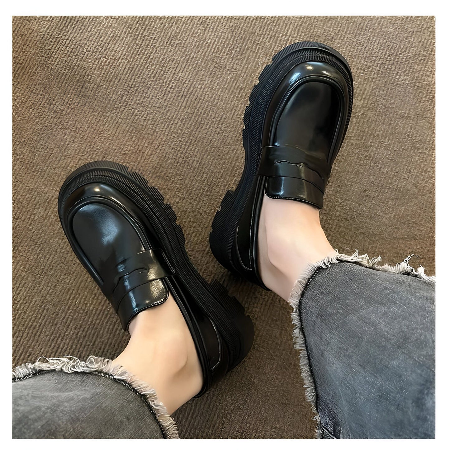 ChicLine Mocassins Femme Plateforme Style Britannique