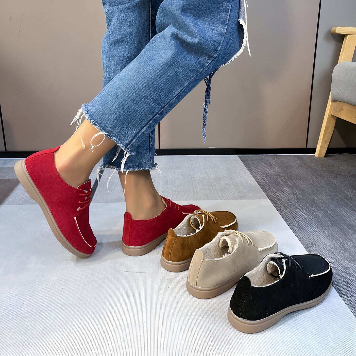 Arcade Mocassins femme lacets effet daim