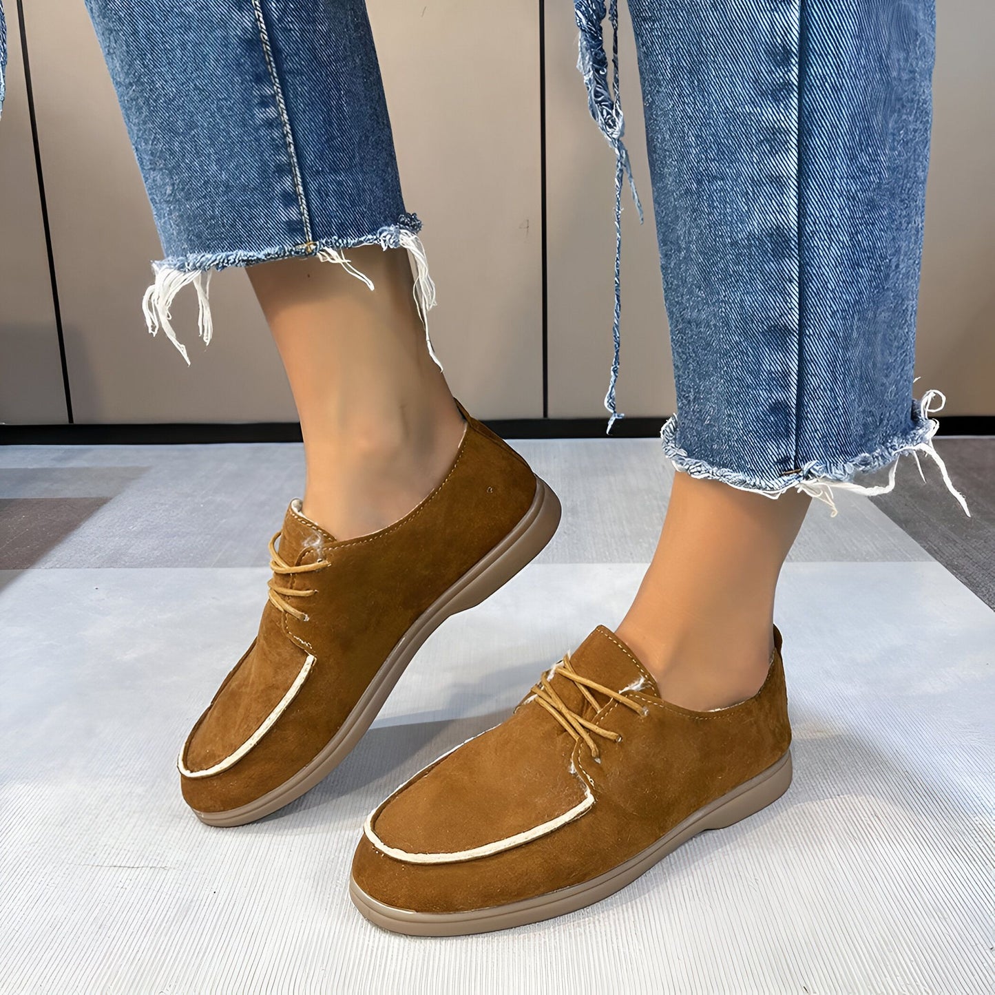 Arcade Mocassins femme lacets effet daim