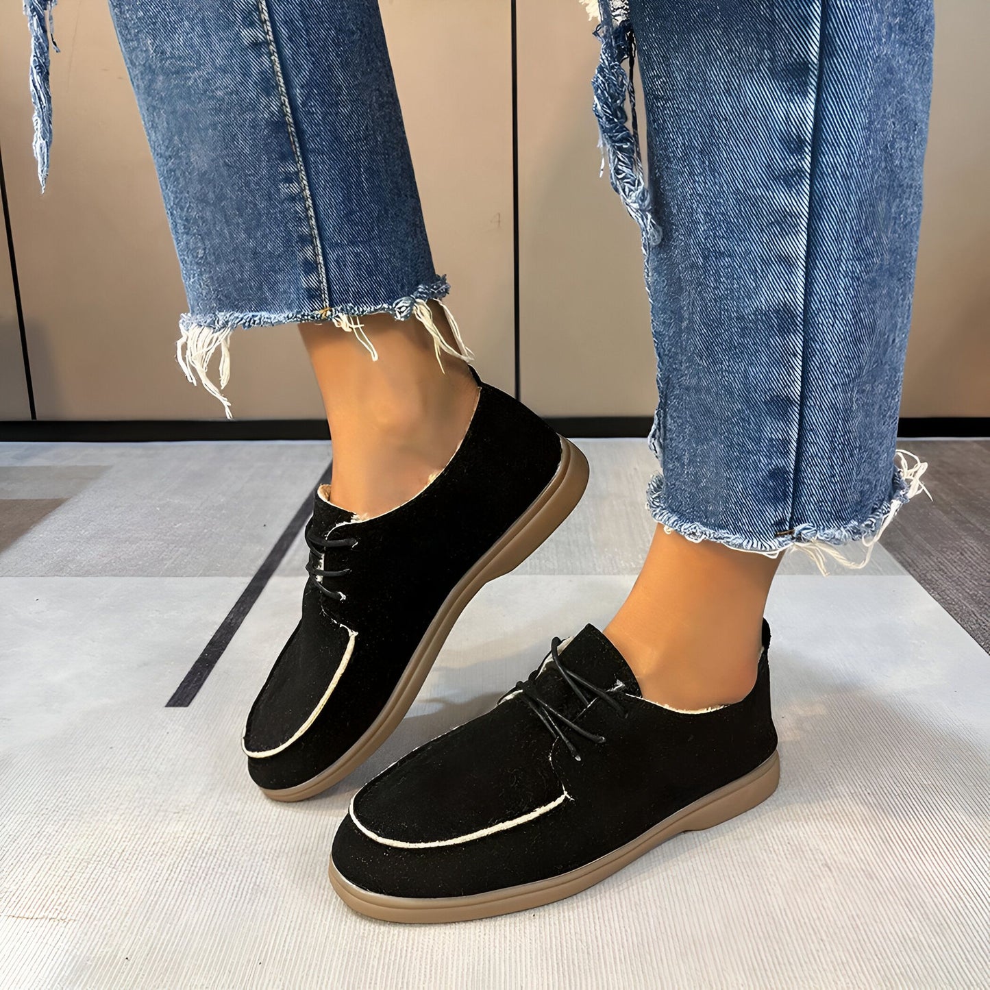 Arcade Mocassins femme lacets effet daim