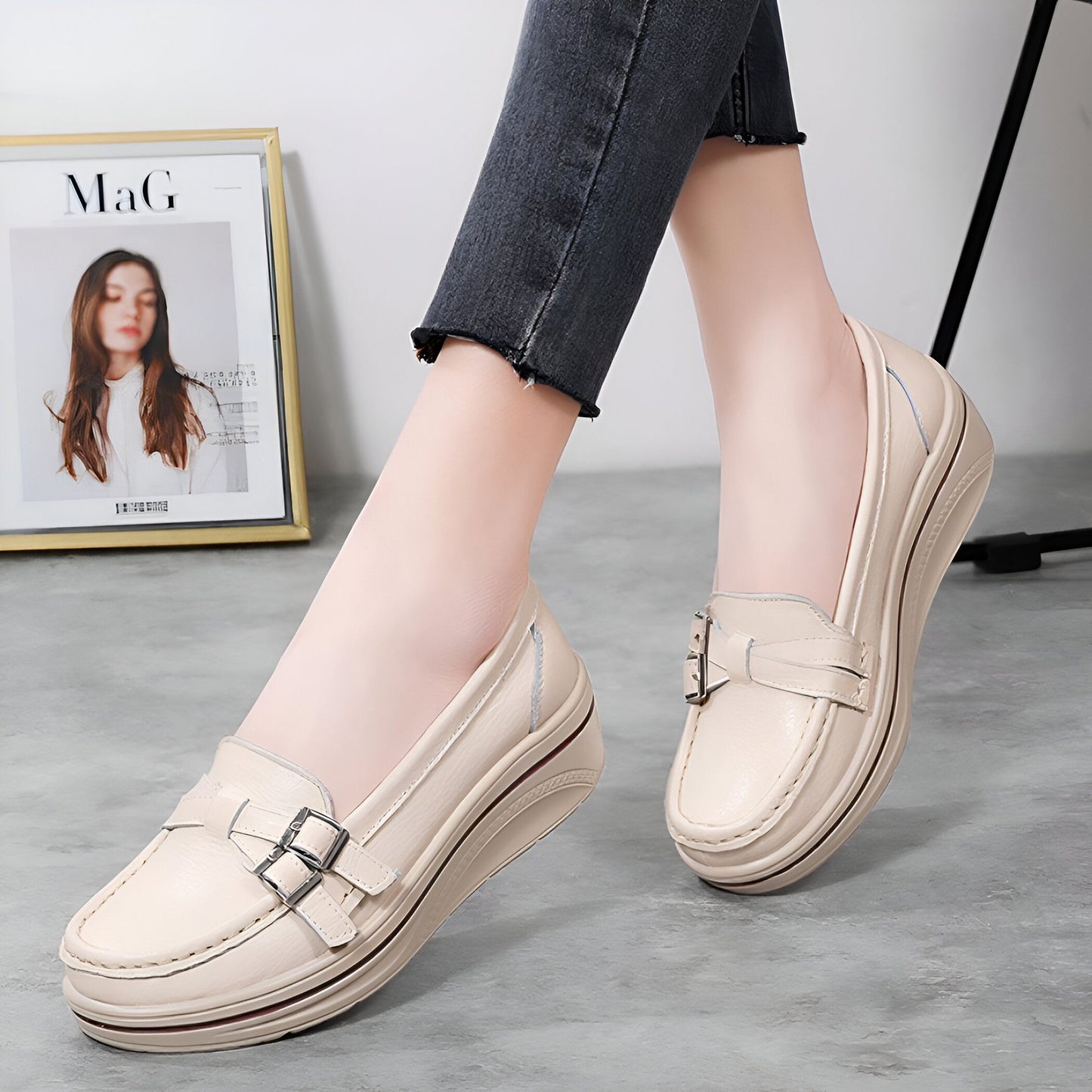 Mocassins Femme Luxe Semelle Épaisse Élégants