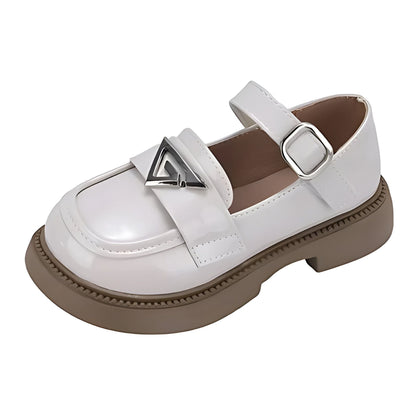 Mocassins Fille Brillant Bride Noir/Blanc - Confort