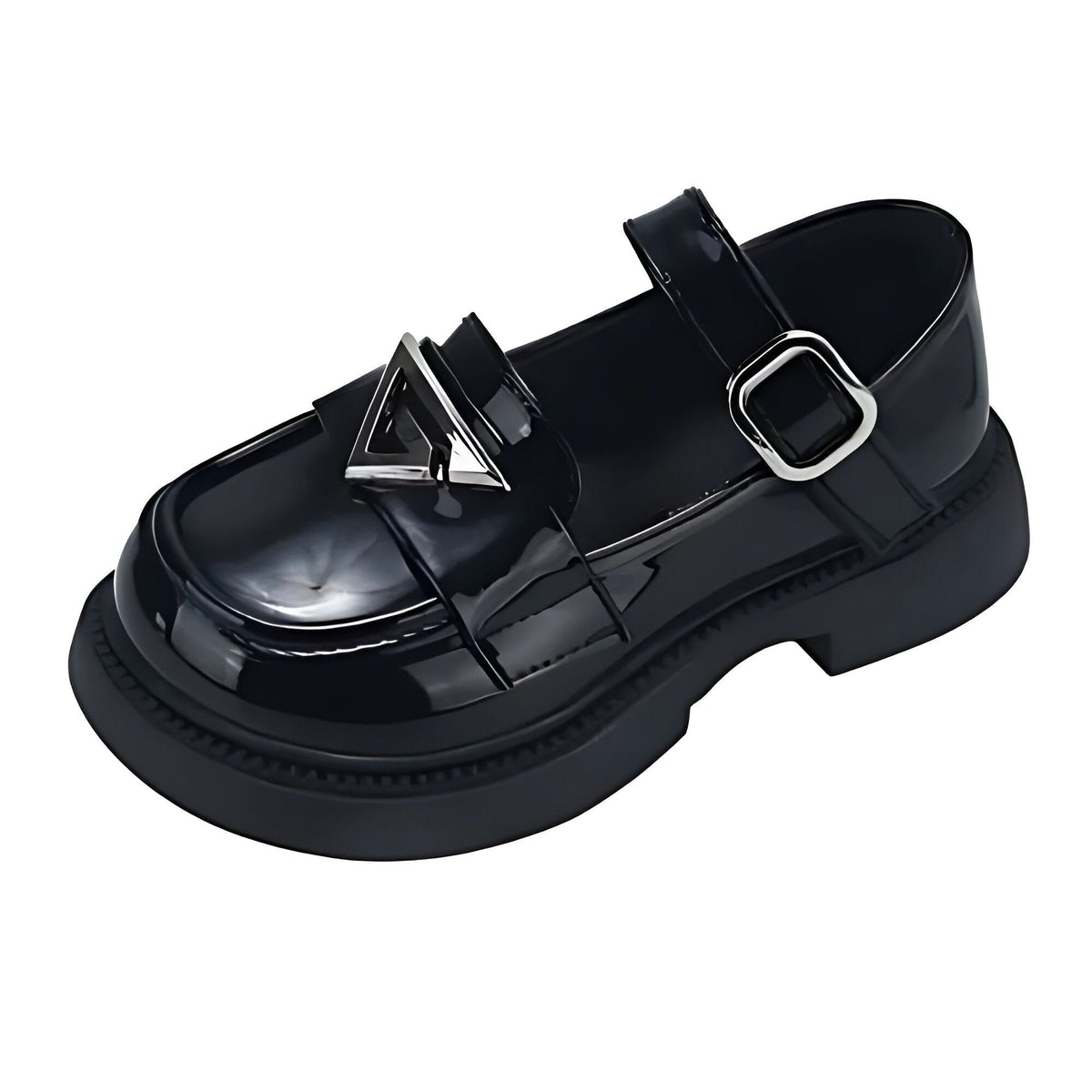 Mocassins Fille Brillant Bride Noir/Blanc - Confort