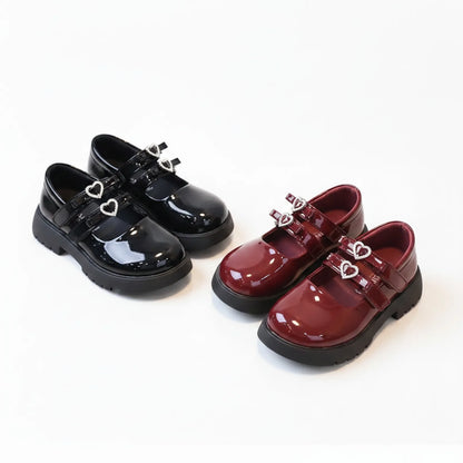 Mocassins Fille Vernis Scratch - Double Bride Cœur