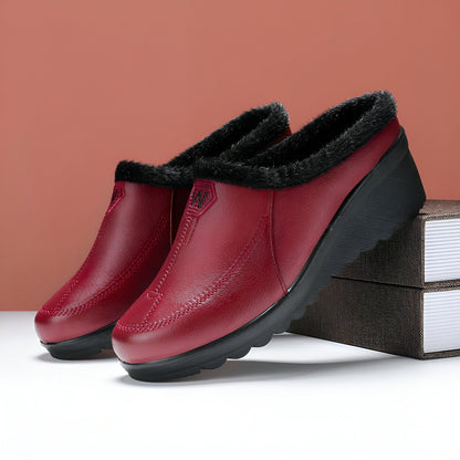 Axo Mocassins Femme Fourrés Compensés Faciles à Enfiler