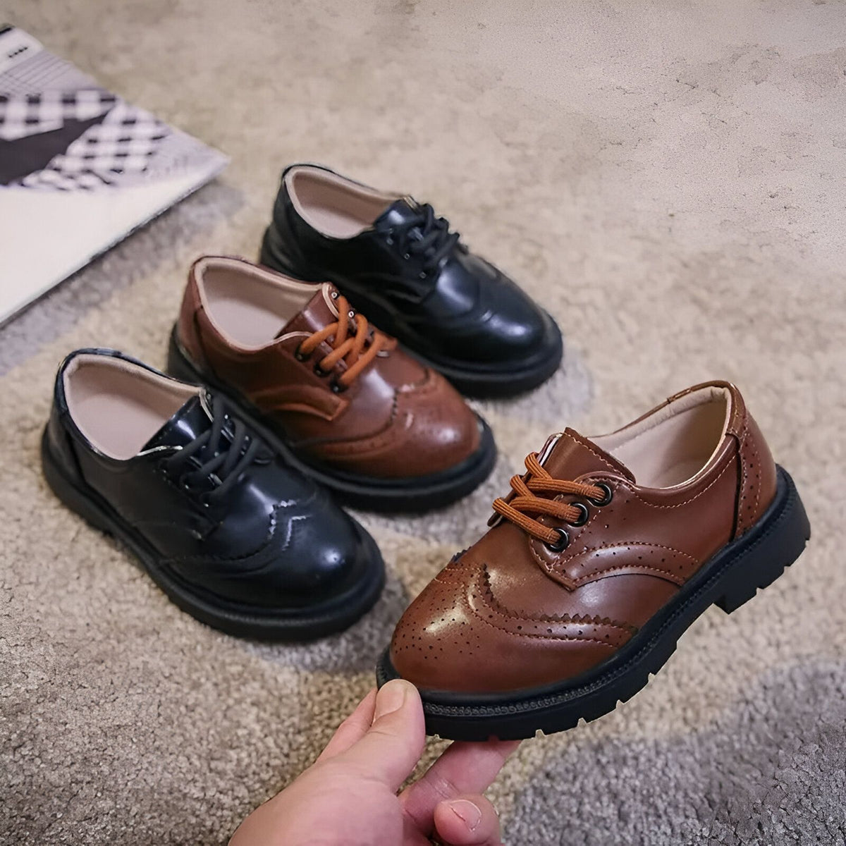 Nova Mocassins Garçon Cérémonie Lacets Cuir Synthétique