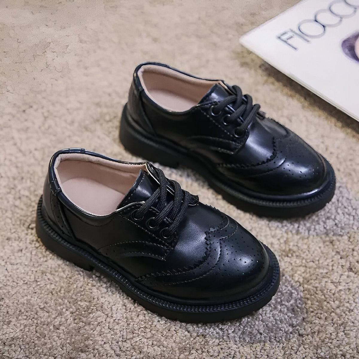 Nova Mocassins Garçon Cérémonie Lacets Cuir Synthétique