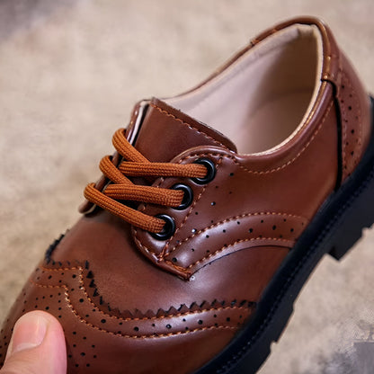 Nova Mocassins Garçon Cérémonie Lacets Cuir Synthétique