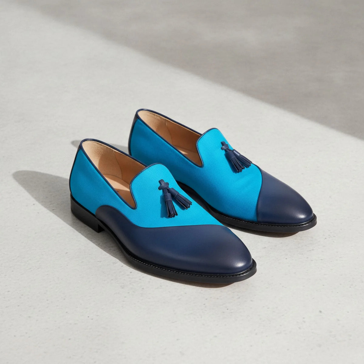 Mocassins Homme Bi-Matière à Glands Contrastés-Prestige