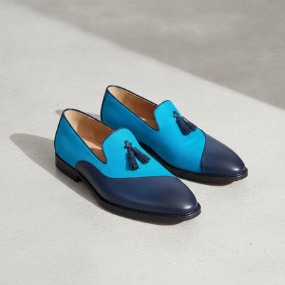 Mocassins Homme Bi-Matière à Glands Contrastés-Prestige