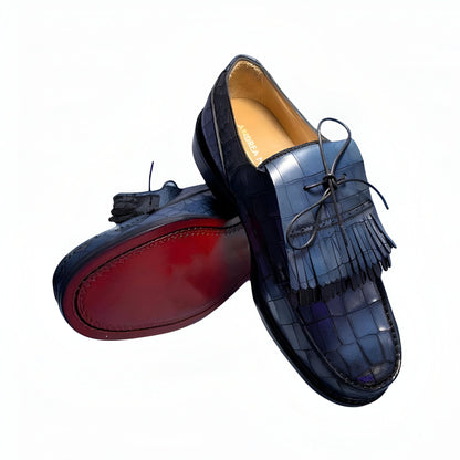 Aurora Mocassins Homme Bleu Croco Synthétique à Gland