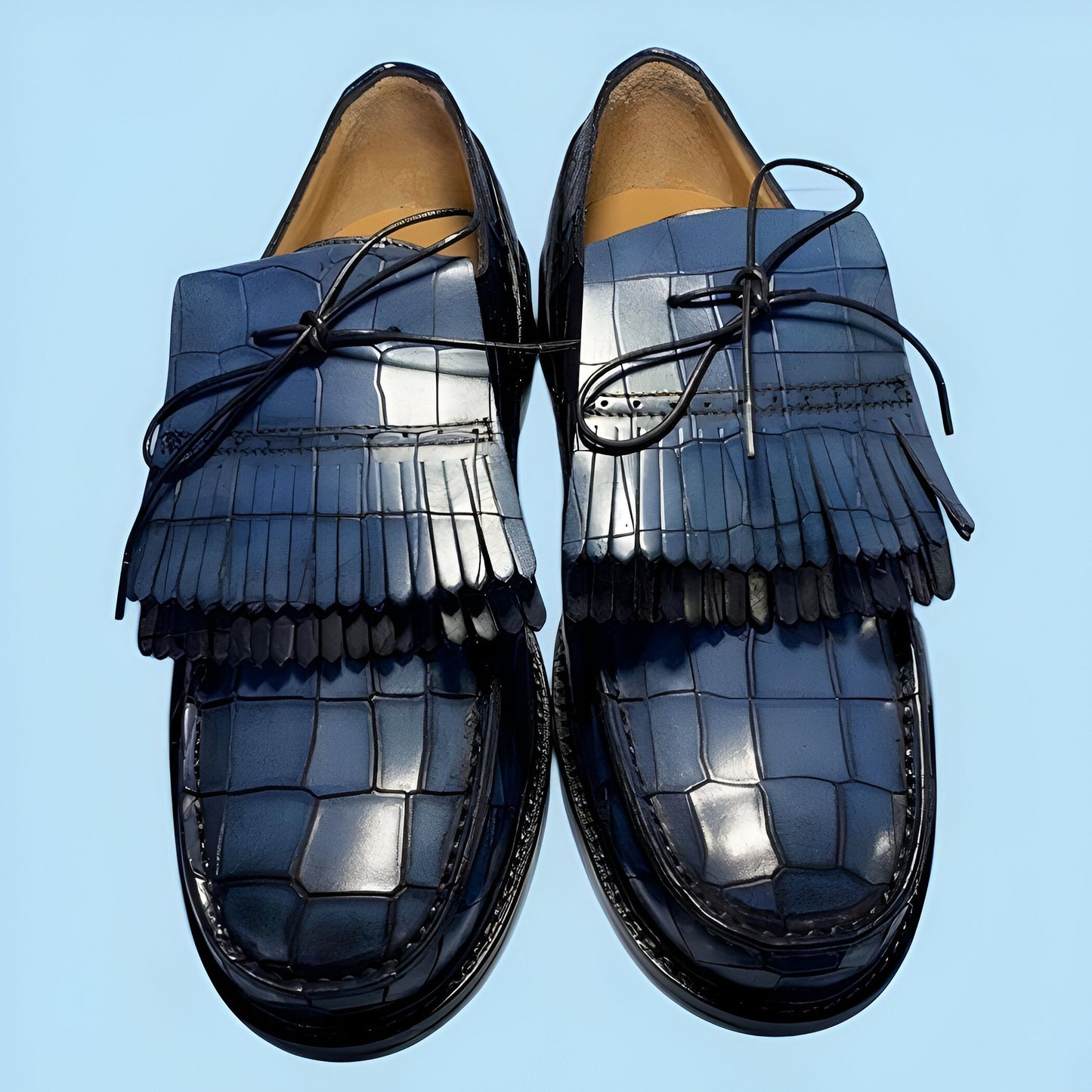 Aurora Mocassins Homme Bleu Croco Synthétique à Gland