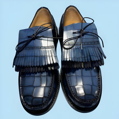 Aurora Mocassins Homme Bleu Croco Synthétique à Gland