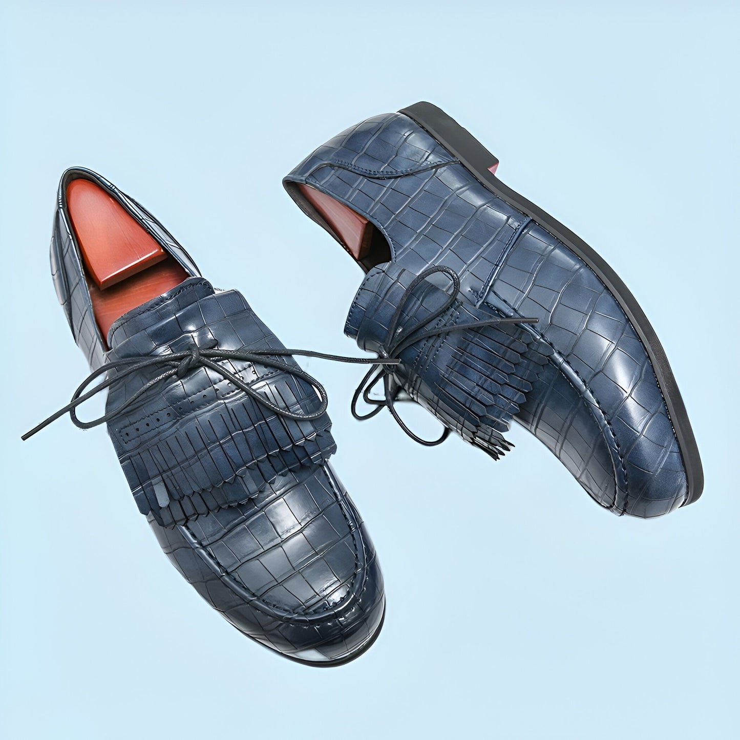 Aurora Mocassins Homme Bleu Croco Synthétique à Gland