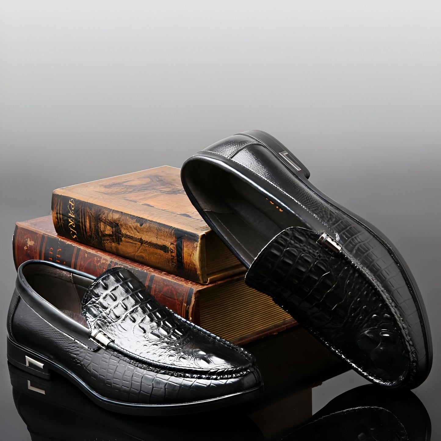 Aristo Mocassin Homme Cuir Texturé Style Croco