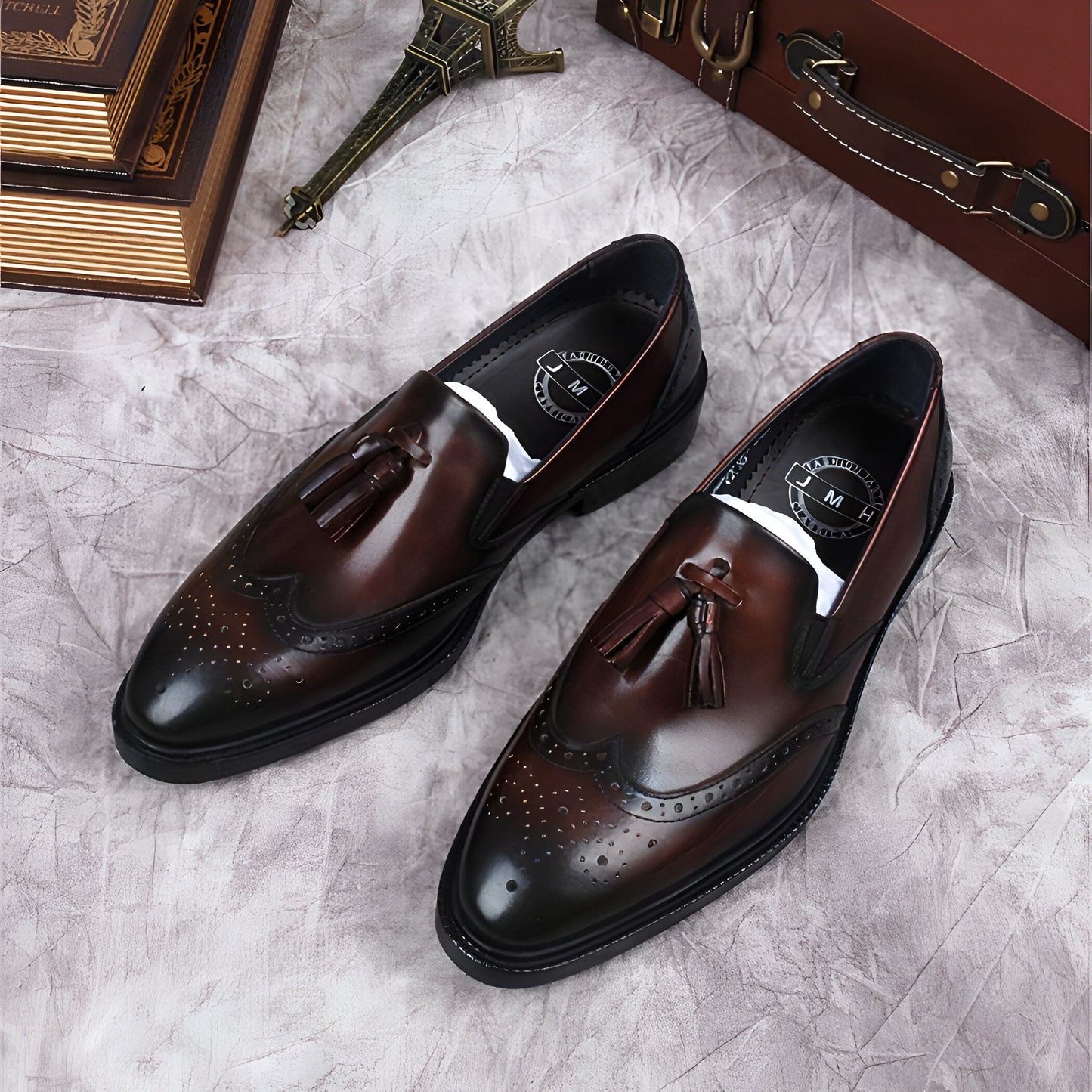 BrandX - Mocassins Homme Cuir Marron à Gland