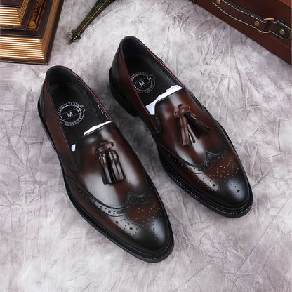 BrandX - Mocassins Homme Cuir Marron à Gland