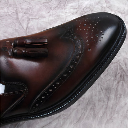 BrandX - Mocassins Homme Cuir Marron à Gland