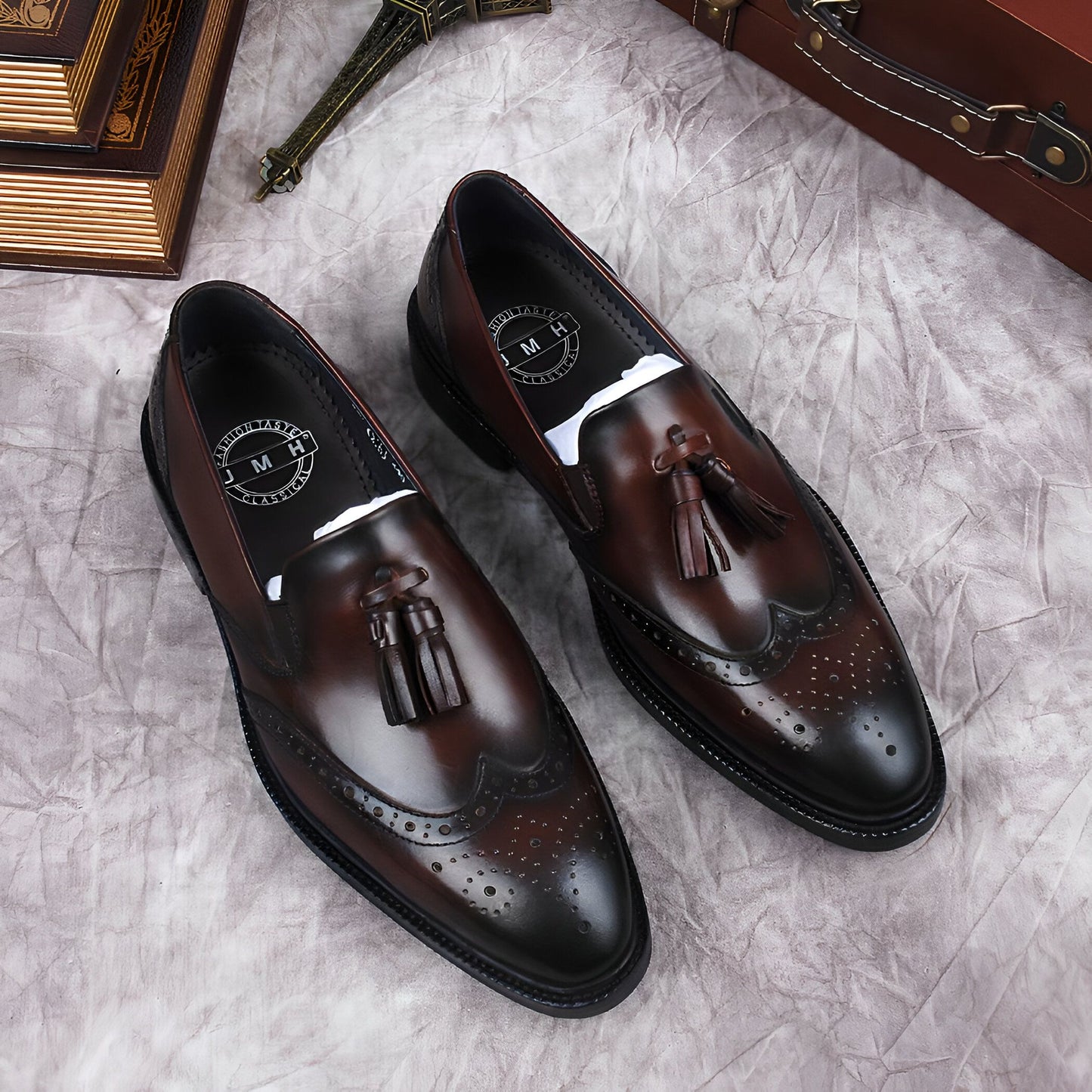BrandX - Mocassins Homme Cuir Marron à Gland