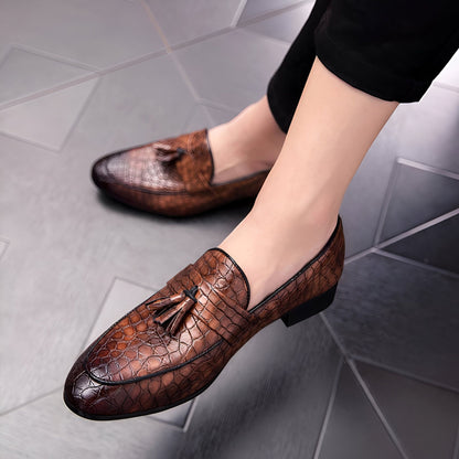 BrandX Mocassins Homme Cuir Véritable Effet Croco