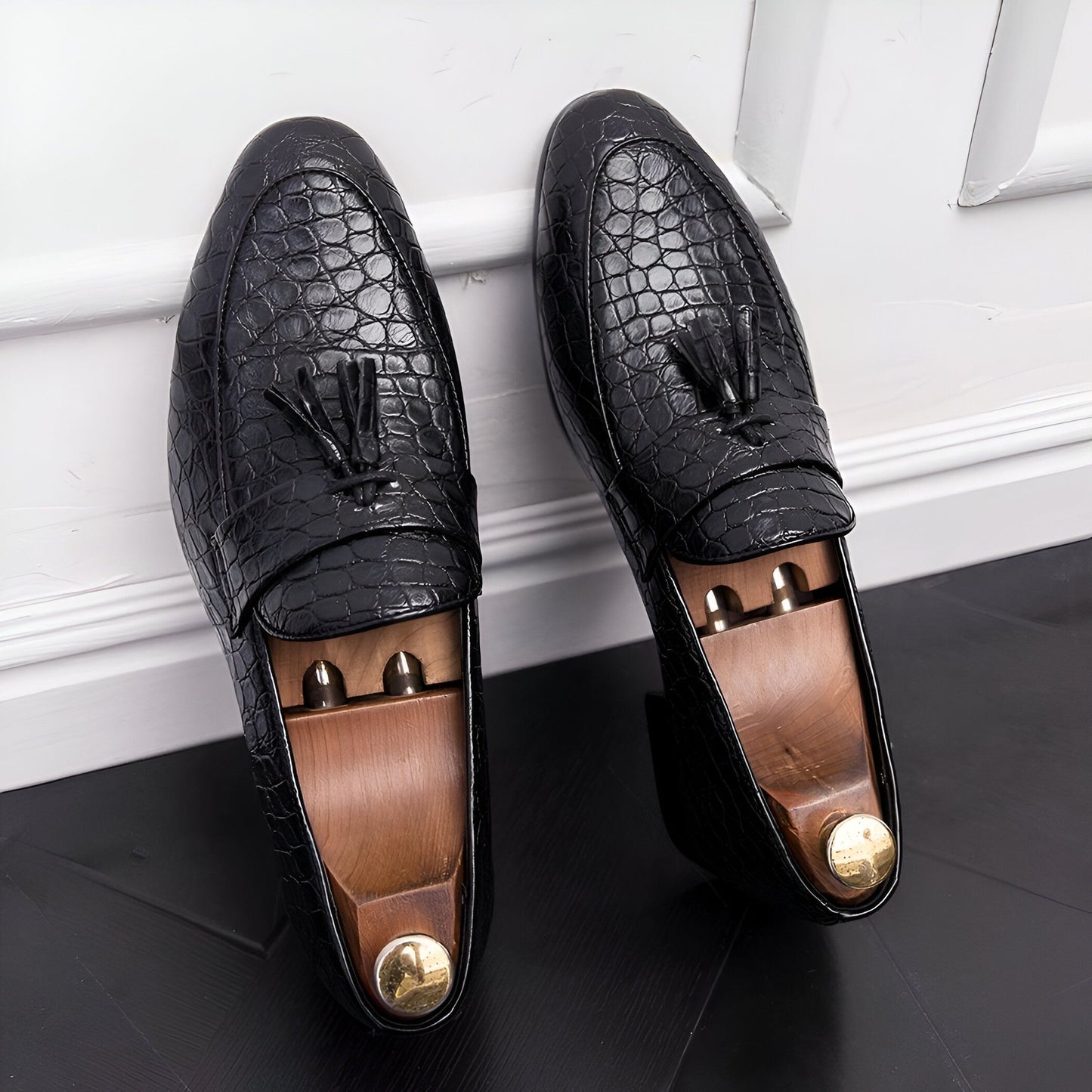 BrandX Mocassins Homme Cuir Véritable Effet Croco
