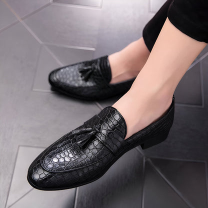 BrandX Mocassins Homme Cuir Véritable Effet Croco
