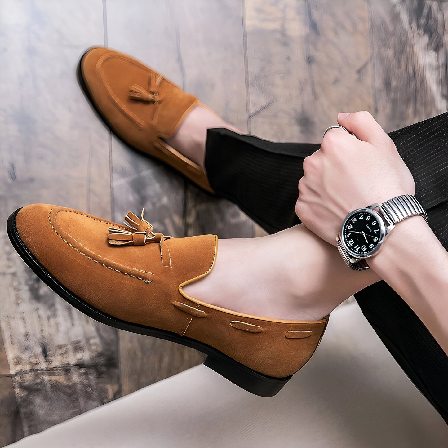 Atlas Mocassins Homme – Effet Daim Camel Glands