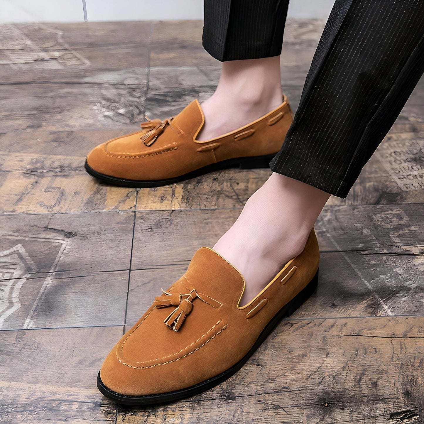 Atlas Mocassins Homme – Effet Daim Camel Glands