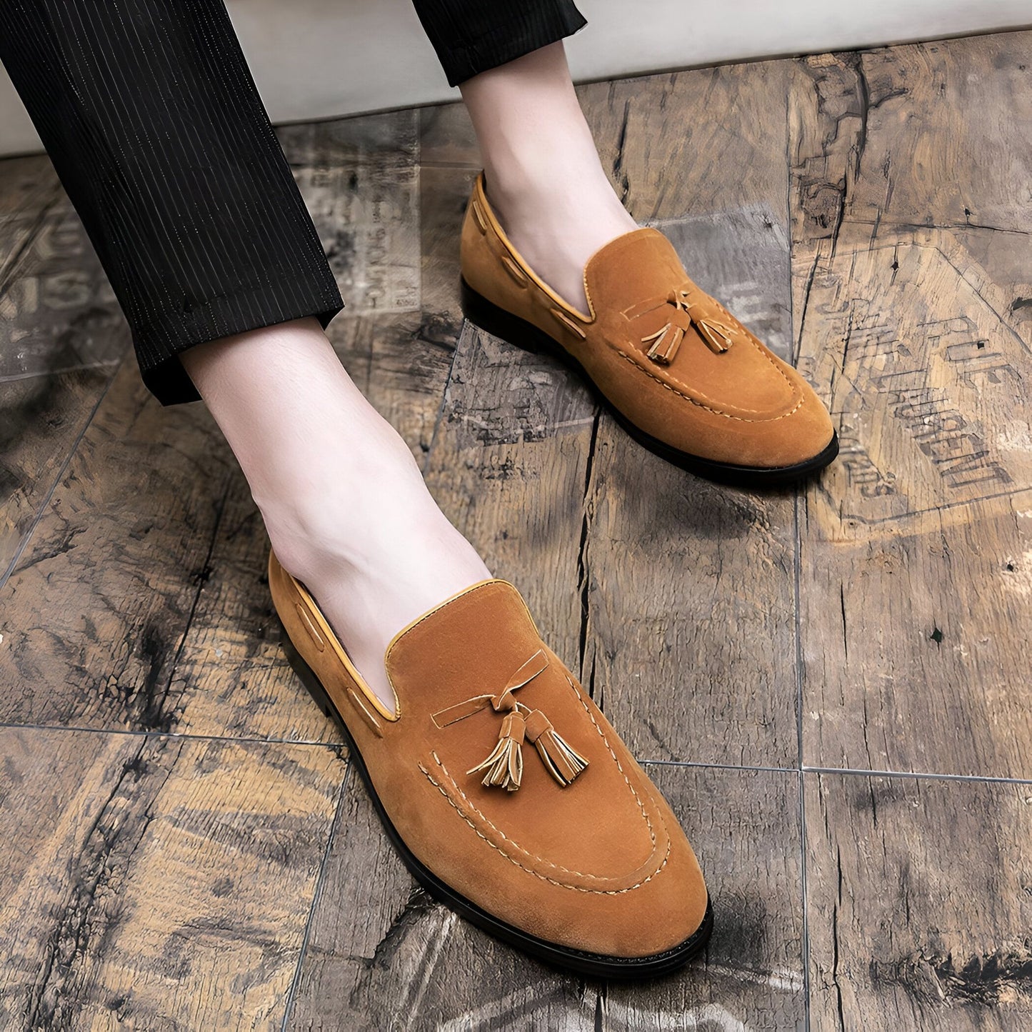 Atlas Mocassins Homme – Effet Daim Camel Glands