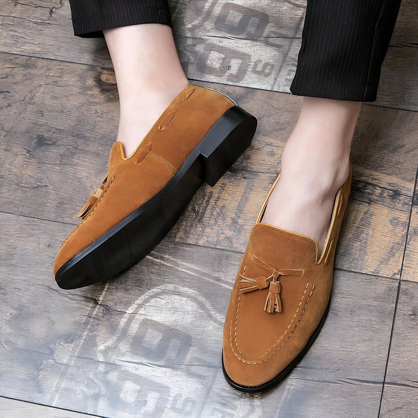 Atlas Mocassins Homme – Effet Daim Camel Glands