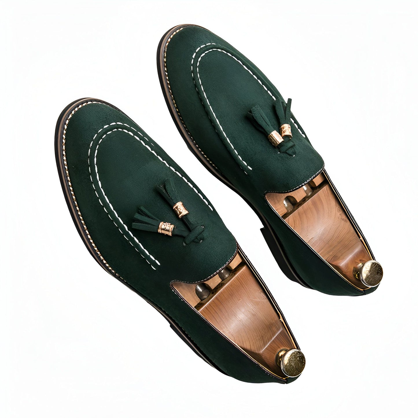 Aurora Mocassins Daim Homme à Gland - Vert Sapin