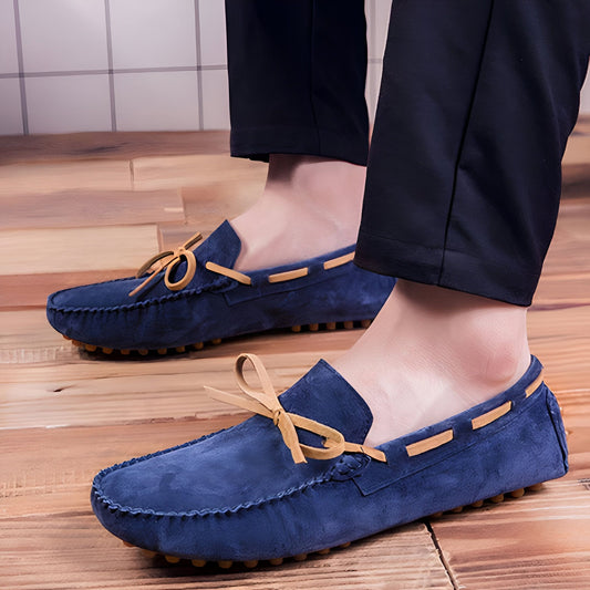 Mocassins Homme Daim Nœud Bleu - Edition Luxe