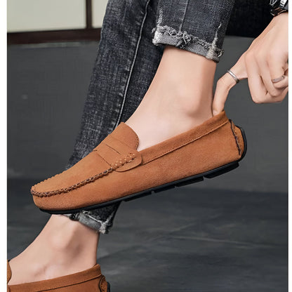 BrandX Mocassins Homme Daim Bordeaux et Marron