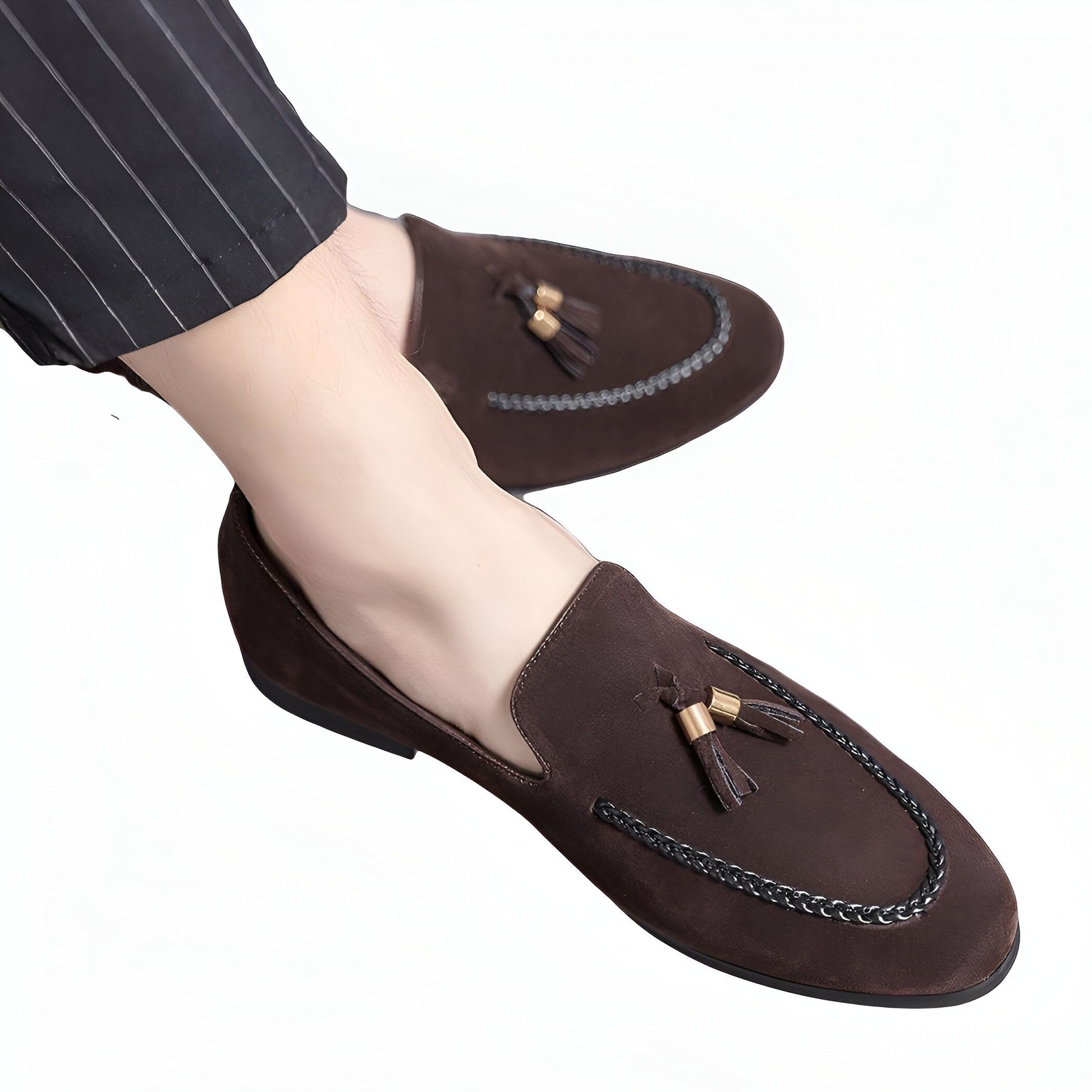 Aurora Mocassins homme daim marron torsade glands
