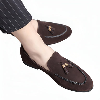 Aurora Mocassins homme daim marron torsade glands