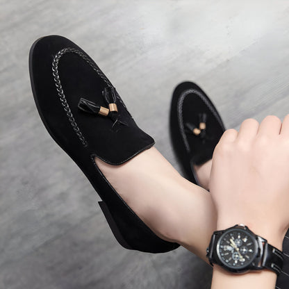 Aurora Mocassins homme daim marron torsade glands